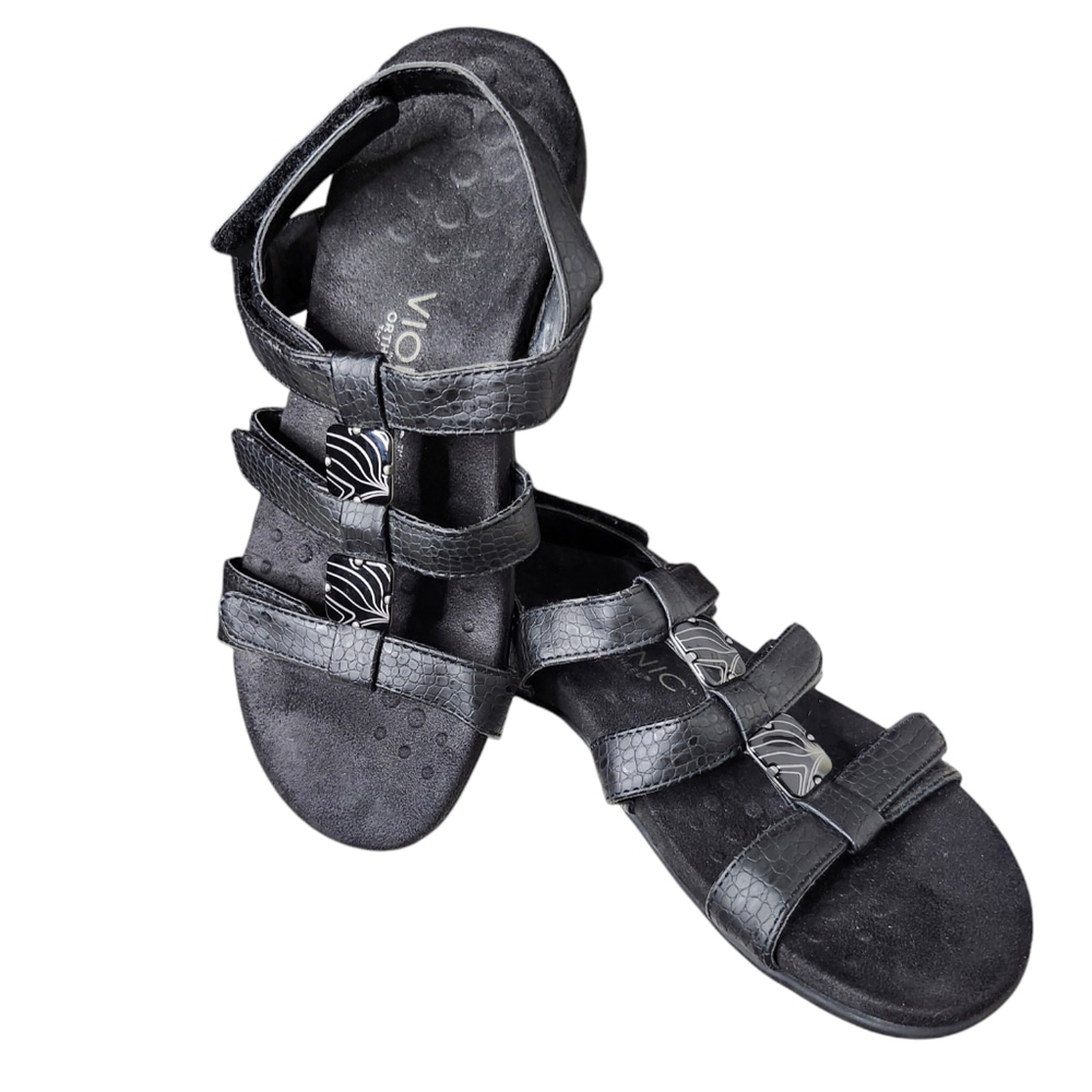 Women's Vionic Black Amber Sandals, Size 7, Arch Support, EUC